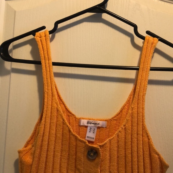 orange knit cropped tank top with buttons - Picture 6 of 7